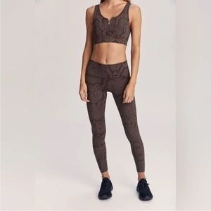 Ladies Varley Brown Snakeskin Estrella High Rise Leggings Size Medium